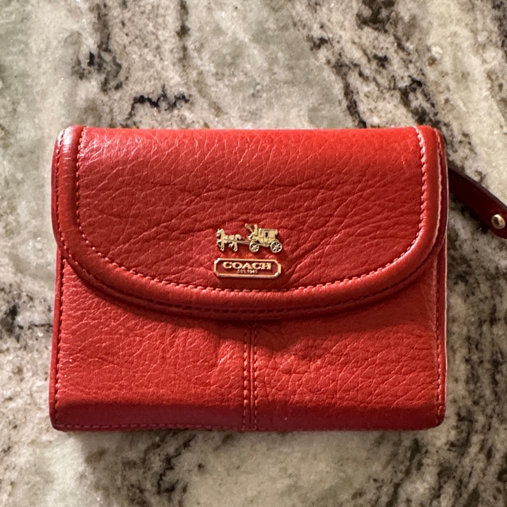 Coach Red/Orange Leather Wallet